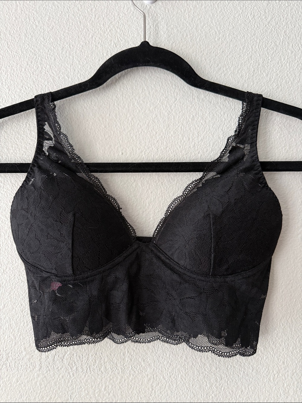 PINK Victoria's Secret Black Lace Longline Bralette